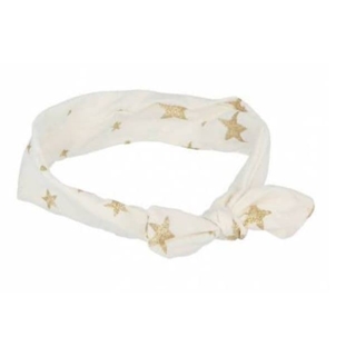 Diadema de lazo anudado con tela y estrellas, blanco con estrellas y rosa con estrellas. - Imagen 2